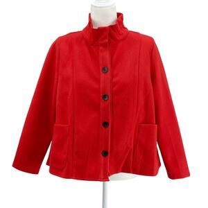 Trisha Tyler Red Petite Jacket Wire Collar Button Front